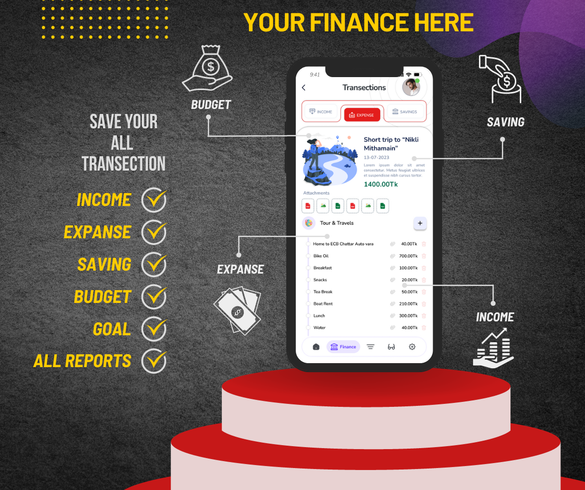 Finance module of dayplanner app